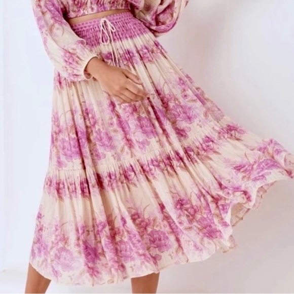 NWT Spell & the Gypsy Coco Lei Midi Maxi Skirt in Floral Lilac - Picture 3 of 11